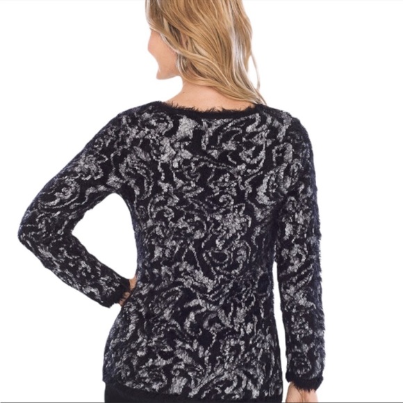 Chico's Eyelash-Trim Jacquard Pullover Sweater Womens Small - Picture 2 of 10